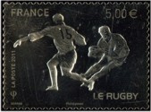 Rugby tirage autoadhésif - 5.00€ argent présenté sous blister
