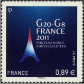 G20-G8 Présidence Française tirage autoadhésif - 0.89€ multicolore provenant de feuille entreprise (support blanc)