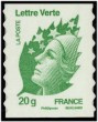 Marianne Lettre Verte tirage autoadhésif - TVP 20g - lettre verte vert-émeraude provenant de carnet