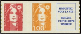Briat tirage autoadhésif - sans valeur rouge et 1.00f orange avec vignette provenant de carnet