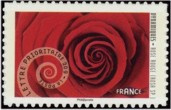Rose rouge tirage autoadhésif - TVP 20g - lettre prioritaire multicolore provenant de feuille entreprise (support blanc)