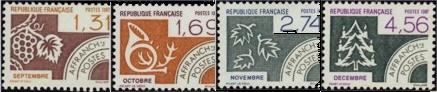 Série les mois de l'année - 4 timbres