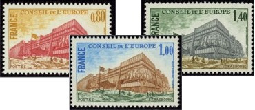 Série Conseil de l'Europe - 3 timbres - Bâtiment du conseil