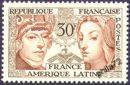 France-Amérique latine - 30f brun et brun-rouge