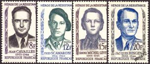 Série Héros de la Résistance - 4 timbres