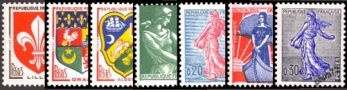 Séries armoiries et semeuses - 7 timbres