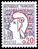 Marianne de Cocteau type I - 0.20f bleu et rouge