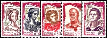 Série comédiens français - 5 timbres