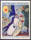 Les mariés de la Tour Eiffel de Chagall - 0.85f polychrome