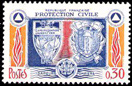 Protection civile - 0.30f jaune-orange, carmin et outremer