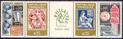 Exposition Philatélique à Paris Interlude - 0.30f sépia, rose et vert-bleu