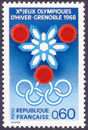 Jeux Olympiques d'hiver - 0.60f bleu, bleu-clair et rouge