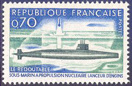 Sous-marin Le Redoutable - 0.70f vert-clair, vert-foncé et bleu