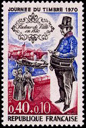 Journée du timbre - 0.40f + 0.10f bleu, carmin et noir