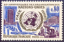 O.N.U. - 0.80f violet-brun, bleu et olive