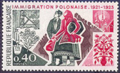 Immigration polonaise - 0.40f carmin, violet et vert