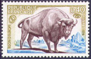 Bison d'Europe - 0.40f ocre, bleu et violet-brun