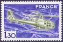 Hélicoptère Gazelle - 1.30f violet et vert-olive