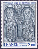 Linteau de l'église de Saint-Genis-des-Fontaines - 2.00f gris-bleu et bleu