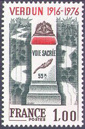 Verdun - 1.00f vert-foncé, rouge et brun-carminé