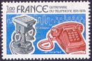 100ème anniversaire du téléphone - 1.00f gris, bleu et rouge-brique