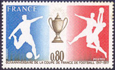 Coupe de France de Football - 0.80f rouge, bleu et brun-olive