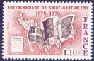 Rattachement de St-Barthélémy - 1.10f carmin, brun-rouge et brun