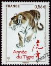 Timbre nouvel an chinois année du tigre 2010 - 0.56€ multicolore provenant du bloc