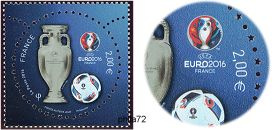 Timbre football UEFA Euro 2016 - multicolore Paris-Philex2016 avec vernis effet 3D provenant du bloc