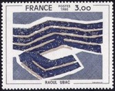 Oeuvre de Raoul Ubac - 3.00f bleu-noir, bleu-gris et beige