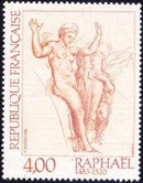 Vénus et Psyché de Raphaël - 4.00f brun-orange et bleu-clair