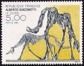 Le chien sculpture par A. Giacometti - 5.00f olive-clair et noir