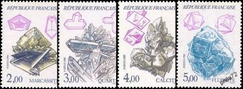 Série nature de France - les Cristaux Série - 4 timbres