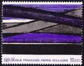 Oeuvre de Pierre Soulages - 5.00f violet, gris et noir