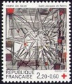 Timbre Croix-rouge - Vitrail de Vieira da Silva - 2.20f + 0.60f gris, noir et rouge