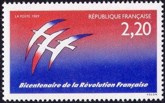 Bicentenaire de la Révolution - 2.20f bleu et rouge