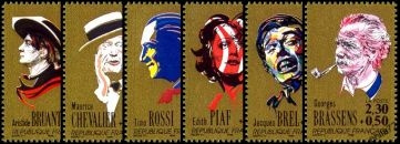 Série grands noms de la chanson Française - 6 timbres