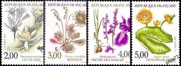 Série nature de France - Fleurs des étangs et marais - 4 timbres