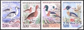 Série nature de France - Especes protégées de canards - 4 timbres