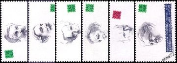 Série célébrités - écrivains français - 6 timbres