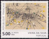 Gravure rehaussée de M. H. Vieira da Silva - 5.00f multicolore