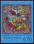 La légende de Saint Etienne Vitrail cathédrale du Mans - 6.70f multicolore