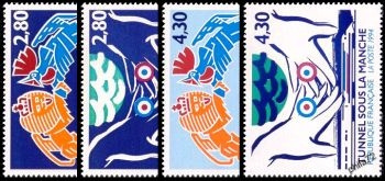 Série Tunnel Sous la Manche- Inauguration - 4 timbres