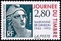 Timbre du carnet journée du timbre de 1995 - 2.80f rouge, lilas et vert-gris