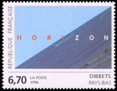 Hotizon Oeuvre original de Dibbets - 6.70f bleu, rouge et noir