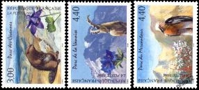 Série nature de France - Parcs Naturels Nationaux - 3 timbres