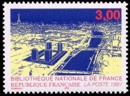 Bibliothèque de France - 3.00f rouge, bleu et jaune