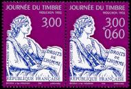 Paire du carnet journée du timbre de 1997 - 3.00f violet, gris-clair et bleu-foncé