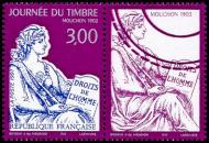 Timbre du carnet journée du timbre de 1997 avec logo - 3.00f violet, gris-clair et bleu-foncé