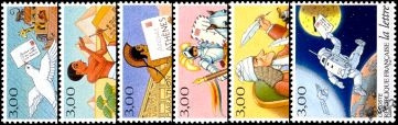 Bande gommé journée de la lettre - La Lettre au fil du temps 1998 - 6 timbres